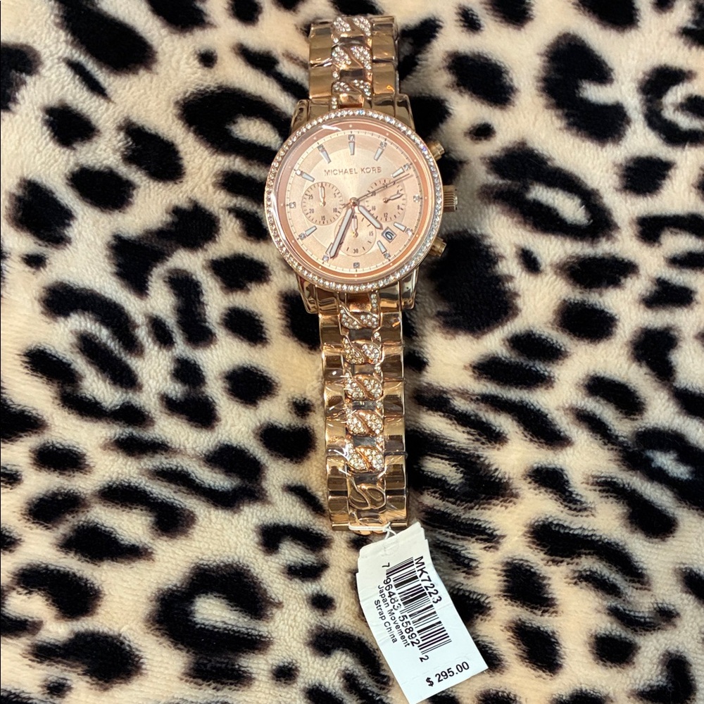 💖 Michael Kors Rose Gold Tone Crystal Accent Chronograph Watch 💖 - Picture 5 of 6